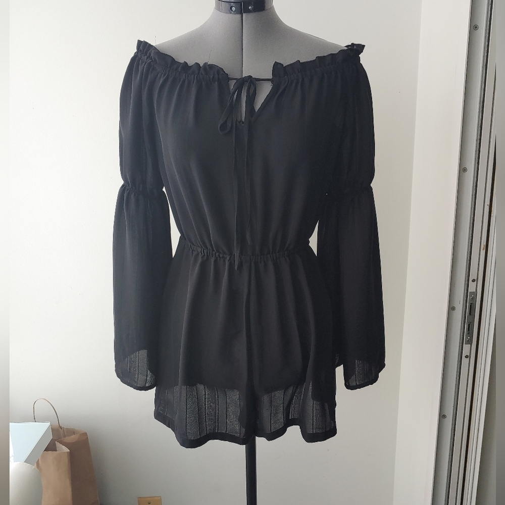 Black long sleeve romper